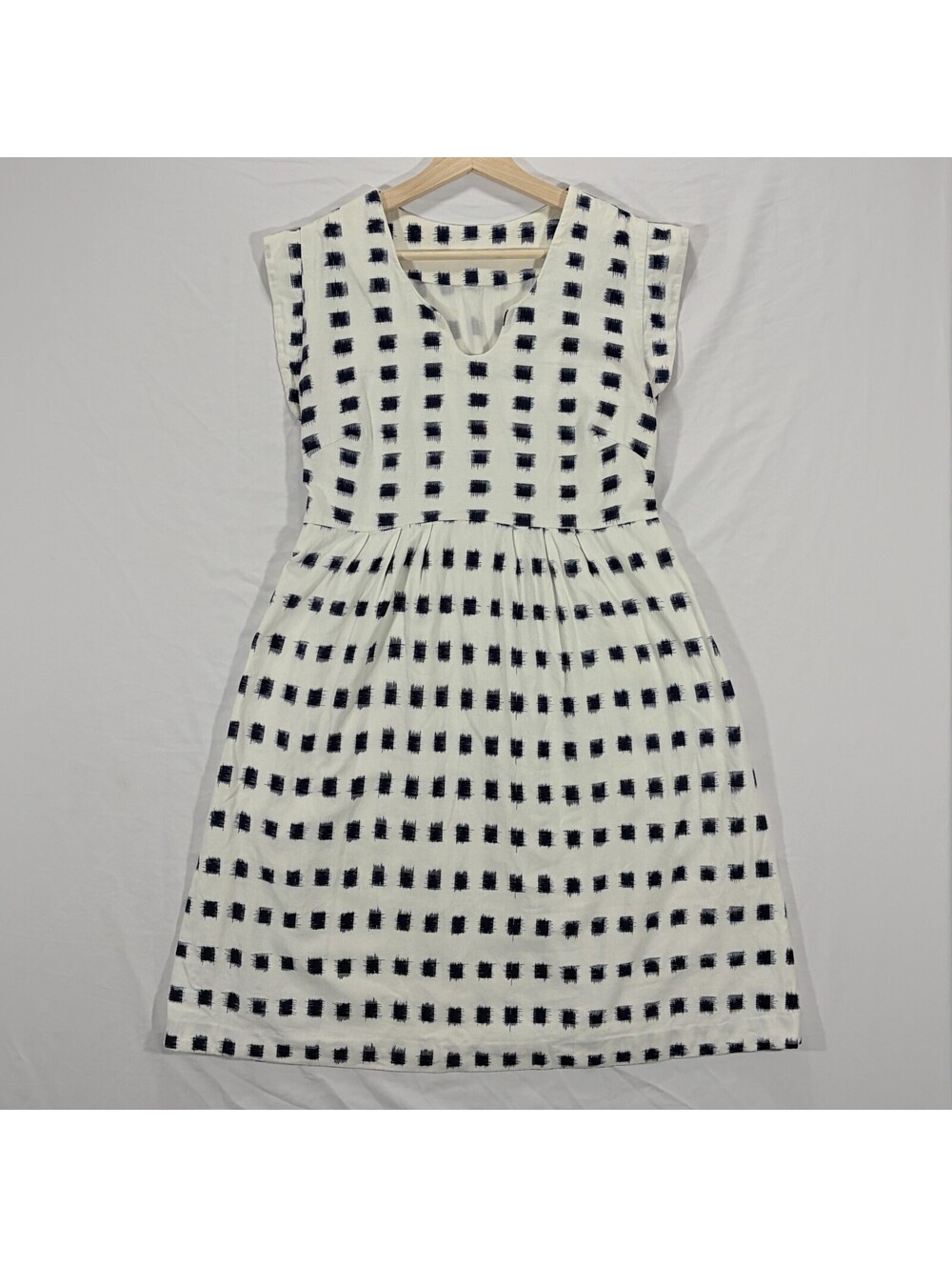 Cotton Mini Dress Hand Loomed Dress Ikat Squares